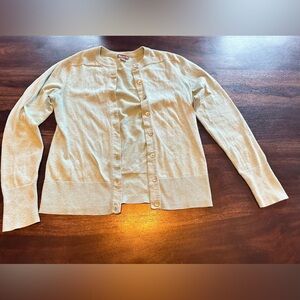 Eddie Bauer light sage, green cardigan.